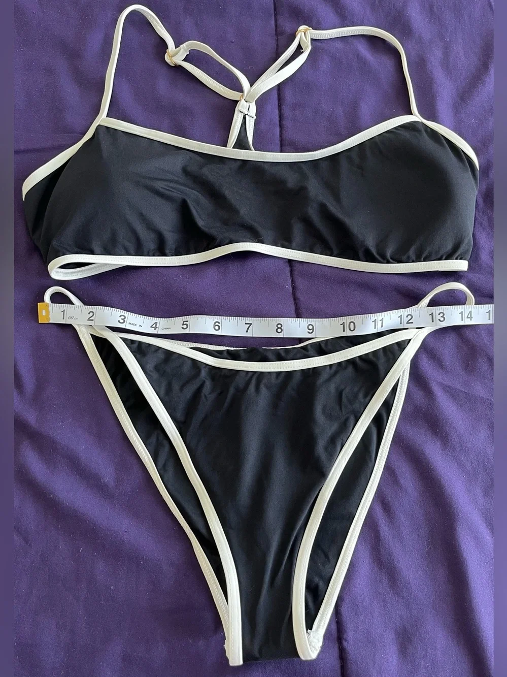 L*Space Bikini Set Pamela Top & Tommy Bottoms Black/Cream Size XL Resortwear